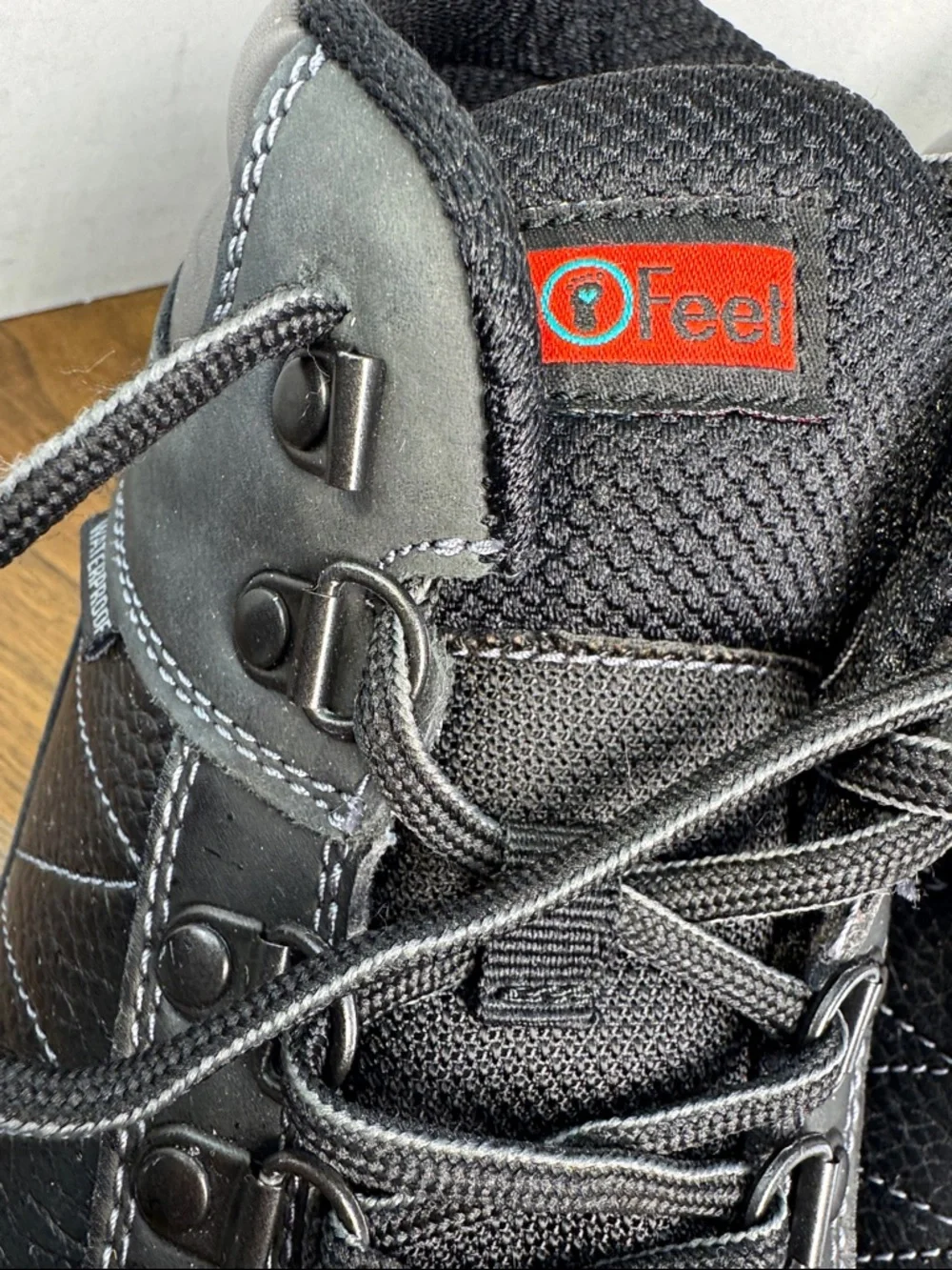 OrthoFeet Men's Hunter Waterproof Black Leather Work Lace-up Boots Shoes, 9D